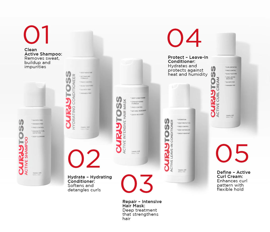 CurlyToss Travel Curly Hair Kit 5-Step Set 2 oz