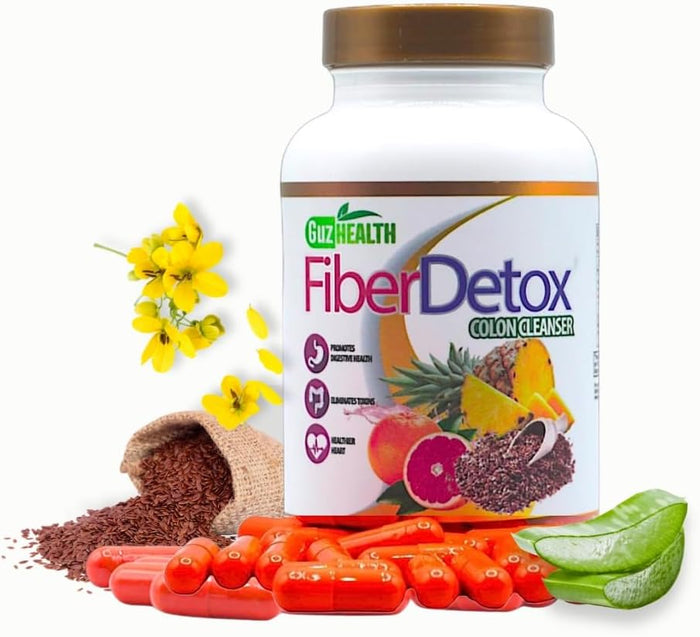 Colon Cleanser Fiber Detox Eliminate Toxins, Constipation Relief, Improve Digestion 90 Capsules - 30 Day Supply